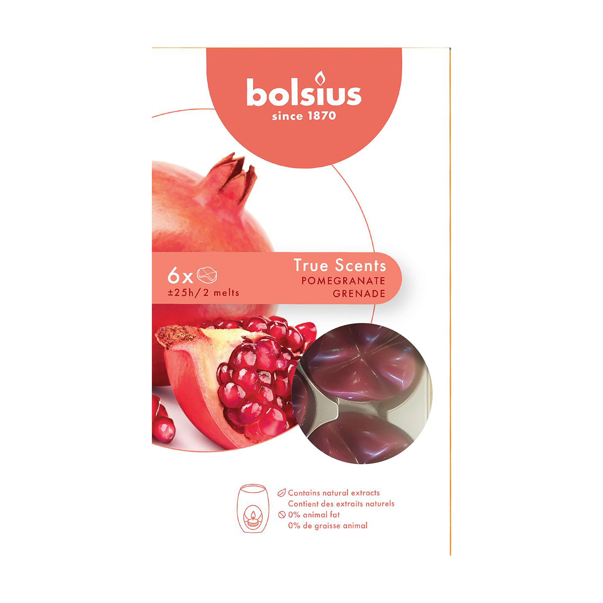 Ароматичний віск Bolsius True Scents Pomegranate, 6 шт
