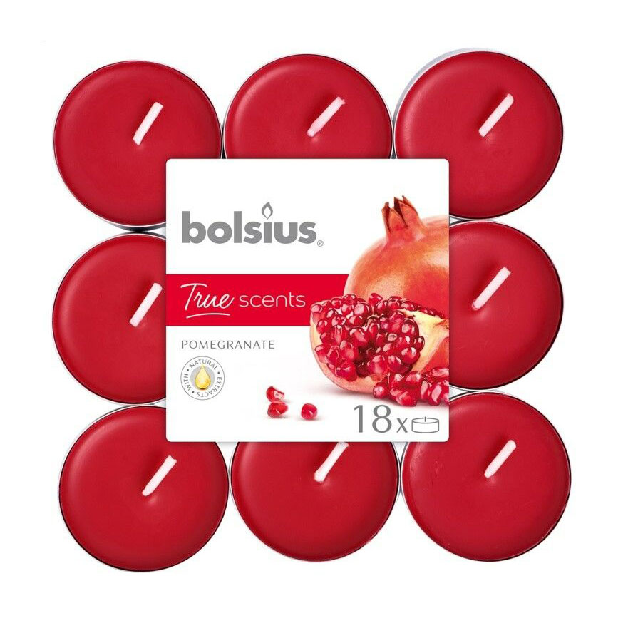 Набір чайних свічок Bolsius True Scents 4h Pomengranate, 18 шт